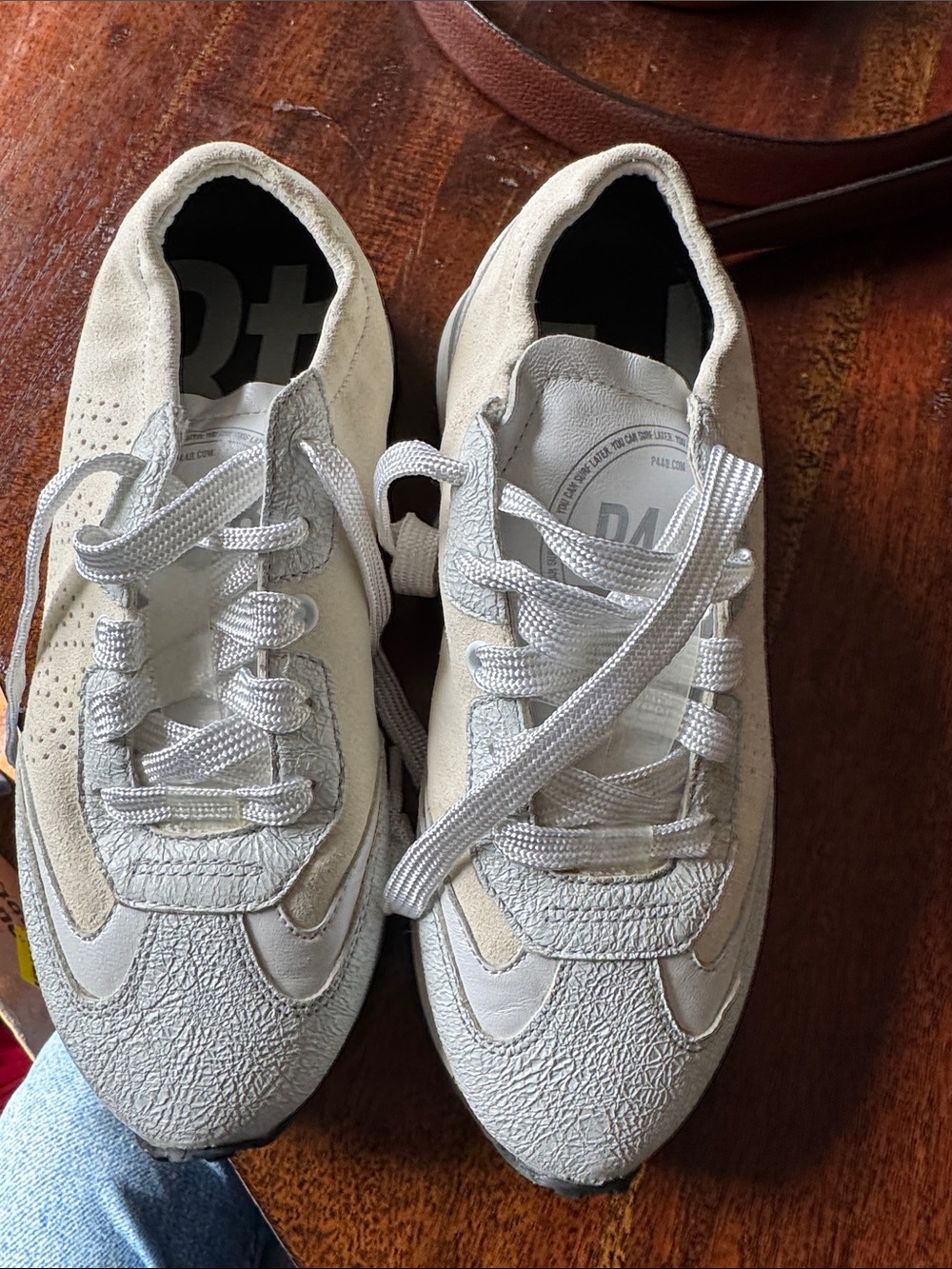 Light Gray Suede & Textured Leather Sneakers